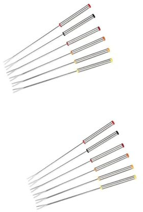 Cabilock 12 Stk Fonduegabel Essgabeln Aus Edelstahl Marshmallow- Aus Metall Fonduestäbchen Aus Metall Marshmallow-röststäbchen Chorizo Mini-hotdogs Besteck Spieß Laclay Käse
