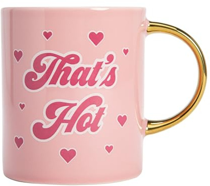 Fackelmann Paris Hilton – That's Hot keramikmugg 450 ml – snygg kaffekopp ordspråk, perfekt för dagligt bruk, inte mikrovågsugnssäker, rosa