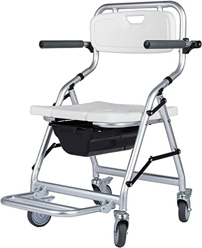 Générique Tabouret de Douche pour Fauteuil Roulant, Chaise de Toilette pour handicapés, Chaise de Douche Mobile, Tabouret de Toilette pour Personnes âgées, Frein à 4 Roues, Hauteur réglable, Fauteuil