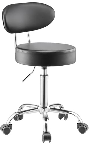 VEVOR Tabouret d'Atelier avec Dossier, Tabouret de Mécanicien sur roulettes Réglable, Capacité de Charge Maximale de 136 kg, Siège Pivotant à 360°, pour Entretien Réparation Automobile Garage, Noir