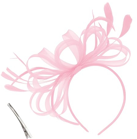 CENCERY Fascinator à Pince et Bandeau pour Femme, Accessoire élégant pour Cheveux en Maille de Plumes pour Mariages/Courses, fête prénuptiale, thé, Chapeau Ascot, Base en Cuir végétalien