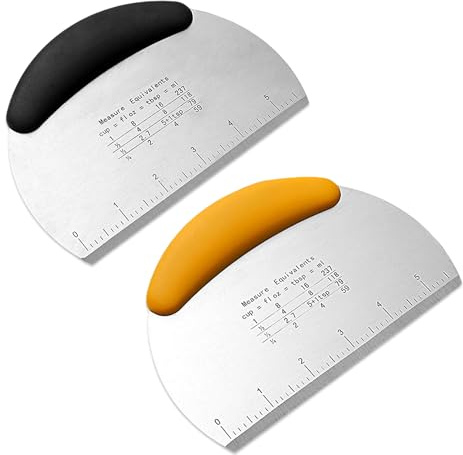 Bolsdoic 2pcs Semicircular Bench Scraper Cutter,Pastry Scraper with Non-Slip Ergonomic Handle,Stainless Steel Dough Cutter for Baking and Cooking