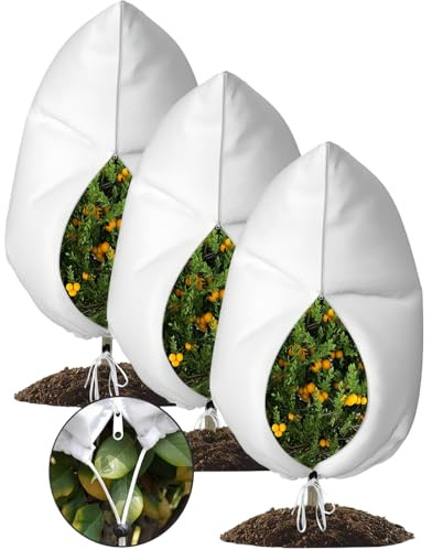 3 unidades de protección invernal para plantas, 120 x 80 cm (47 x 31,5 pulgadas), protección contra heladas para plantas, como protección de invierno para árboles, palmeras, plantas de balcón, campana