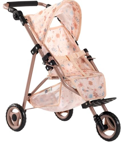 howa Poussette de poupée « miniflowers » – Élégante poussette de poupée – Jogger pour poupées jusqu'à 50 cm, jogging de poupée avec poignée réglable en hauteur 2260