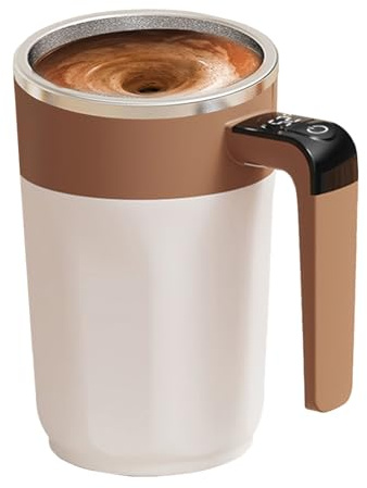Självrörande mugg – 400 ml uppladdningsbara dryckesartiklar med lock, elektrisk kaffekopp inbyggd LCD | självrörande mugg för dryck honung kvinnor män bar födelsedag jul kontor
