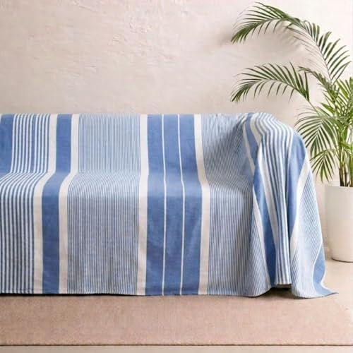 MOMOMUS Copriletto Matrimoniale Estivo e Telo Copridivano 3 Posti - Leggero, Morbido e Fresco - Ideale come Plaid Matrimoniale, Coperta Estiva e Telo Copritutto - Blu, 230 x 260 cm