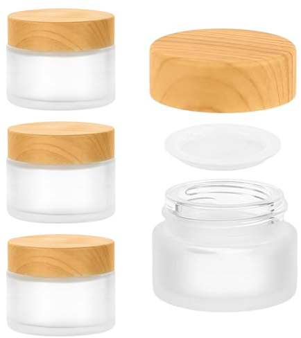 Glaskanna 50 ml, ESYFOR 4 stycken salvburkar påfyllningsbara tomma krämburkar för fyllning matt salvbehållare med lock och foder för kosmetika krämer lotioner eteriska oljor