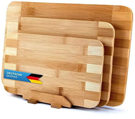 Bambus 3er Set Schneidebretter Set Servierbretter Küchenbrett Brotbrett; klingenschonend, antibakteriell