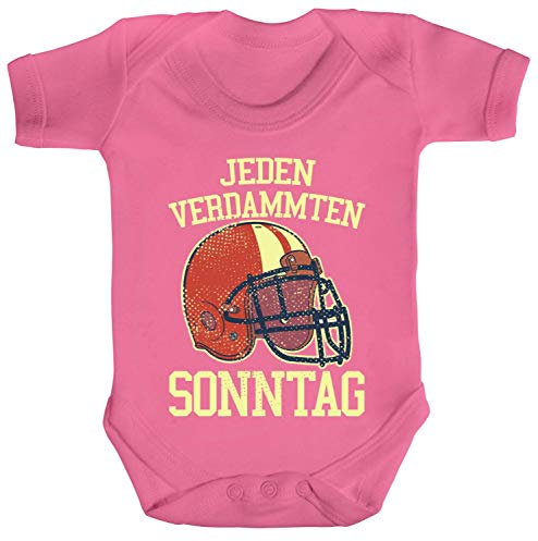 ShirtStreet American Football Gruppen Fan Strampler Bio Baumwoll Baby Body kurzarm Jungen Mädchen Jeden verdammten Sonntag 2, Größe: 6-12 Monate,Bubble Gum Pink