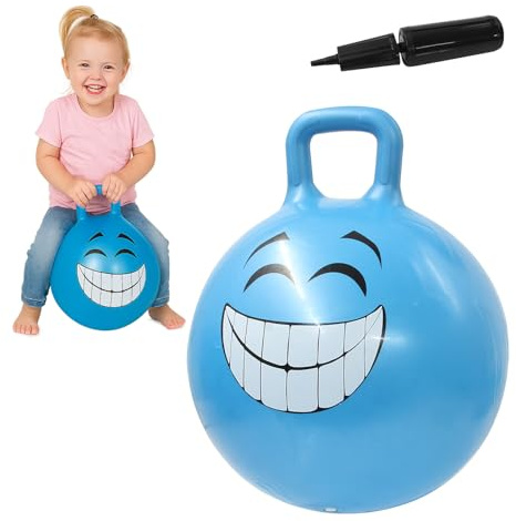 Jamara 460458 - Palla per saltare Smile blu 450mm - Sviluppa equilibrio e capacitá motorie, Robusta, Resistente, Facile da riporre