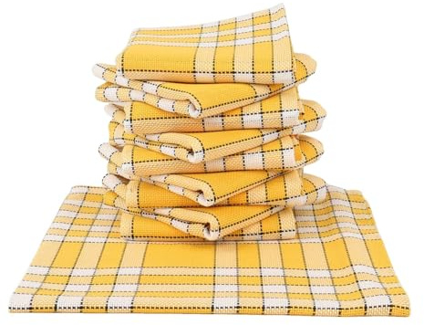 Lot de Serviettes de Table Carreaux Vichy Normand Jaune Nelly