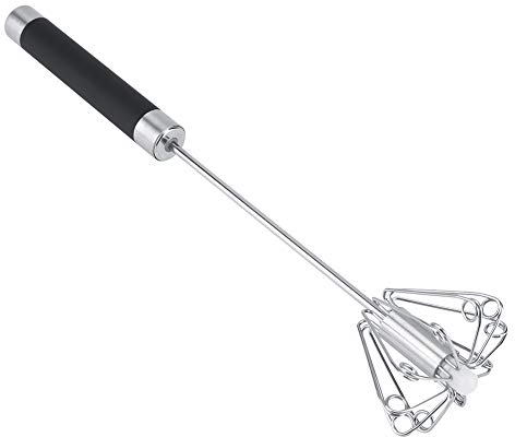 Professional Egg Whisk Blender, Stainless Steel Hand Push Whisk Blender Anti-Rust Rotatable Manual Whisk Egg Beater, Hand Whisk for Whisking, Beating, Stirring