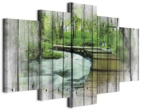 B&D XXL - Quadro Acustico Natura Paesaggio 5 pezzi schiuma acustica Quadri Moderni Camera da Letto - Stampa su Tela - Pannelli Fonoassorbenti Decorativi - Fonoassorbente Acustiche