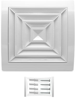 H&C VENT Exhaust Air Diffuser with Connector & Valve │ Ventilation Grilles │ Ducting Hose Vent Cover │ Duct Pipe Extractor Covers for Bathroom Fan Wall Ceiling Window │ Inside & Outside