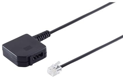 PADCR Telefonkabel TAE-F Buchse auf RJ11 Stecker (0,20 m, schwarz) – Adapterkabel analoges Telefon, Fax & Router – universeller Telefonadapter, kompatibel mit ISDN & Festnetz