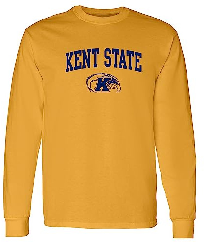AL03 - Kent State Golden Flashes Arch Logo Long Sleeve T Shirt - Large - Gold