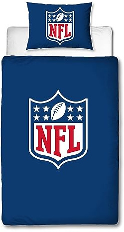 Character World NFL National Football League Officially Licensed Helmets Design Single Duvet Cover Set | Reversible 2 Sided Bedding Including Matching Pillow Case | Single Bed Set | Polycotton, Blue
