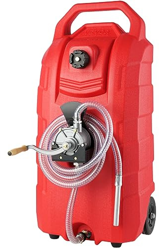 VEVOR Tanque de Combustible Portátil con Ruedas 16 Gal 60L Bidón de Gasolina 7,8L/min con Bomba Manual, Transferencia de Combustible para Gasolina, Diesel, Aceite, Máquina, Cortacésped, Coche, Tractor