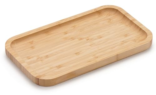 BAM BOO BOX - Plateau de salle de bain en bambou, plateau de service en bois, organisateur de cosmétiques, 28 x 16 x 2 cm