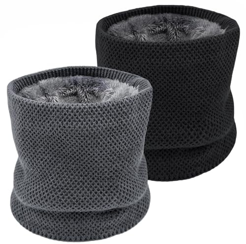 lifwimner Tour de Cou Echarpe Homme Gaiter Masque Cagoule Moto Cache-Cou Hiver Doublure Polaire Neck Warmer Snood 2 Pièces (NoirGris)