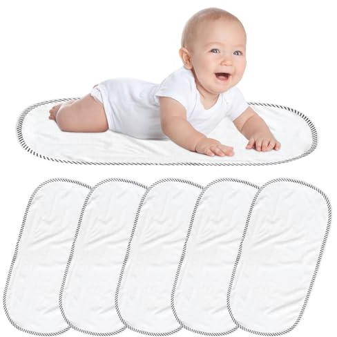 WIYETY Lot de 6 matelas à langer réutilisables pour couches de bébé : 30 x 60 cm, matelas à langer, lavables, doux et protecteurs, confortables pour bébé, blanc