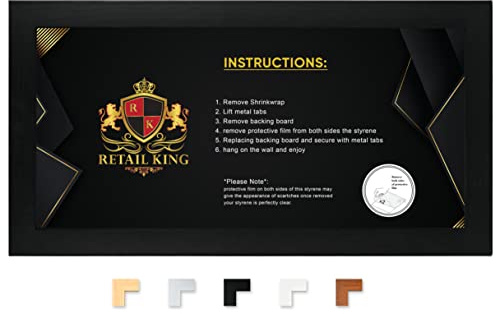 36 x 12 Panoramic Size Picture Frames - 36x12 inch Photo Frames - Poster Frames for Wall Hanging with Safe perpex in MultipLe Colours (Black)