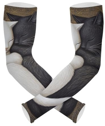 WDdZzyy Carino Semplice Taichi Gatti di Raffreddamento Manicotti Del Braccio Gioventù 1 Paio di Protezione UV Sole Braccio, Carino Semplice Taichi Gatti, Taglia unica