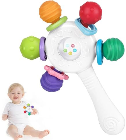 Aliments Qualité Hochet pour Bébé, Jouet Dentition Bébé, Jouet Bebe 0-3 Mois, Hochet Bebe 0-3 Mois, Renforcement de La Prise, Adapté au Développement Auditif et Dentaire