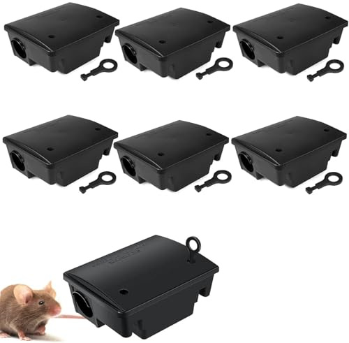 Hanured® 6 pezzi Trappola per topi, Stazioni esca per ratti con serratura, per uso interno ed esterno - Sicure per bambini e animali domestici