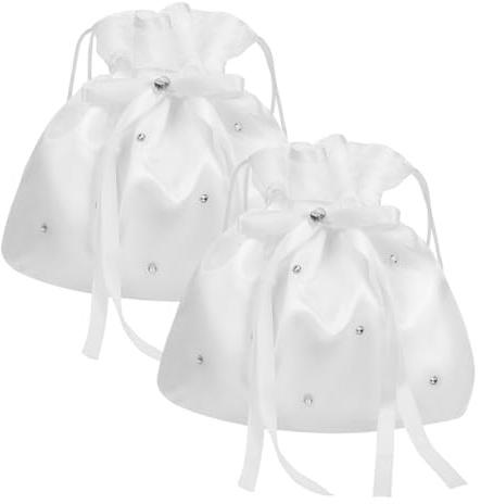 BCOATH 2 pezzi Borsa da Sposa in Tessuto con Coulisse Pochette Elegante per Cerimonia e Sera Regalo Versatile per Damigelle e Ospiti Spaziosa e Resistente per Matrimonio e Festa