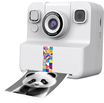 Lazmin112 Instant Print Camera, 2.4in Lcd Screen, 24Mp Photo, 1080P Video Recording, Type-C Fast Charging, Built Stickers and Color Filters, 180° Rotating Lens, with Printing Paper