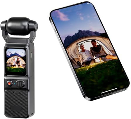Sxhlseller Cámara de Video Portátil 4K, Cámara de Vlogs con Estabilización Giroscópica de 6 Ejes y Cabezal Giratorio HD de 180°, Videocámara de Mano Gran Angular con Aplicación para