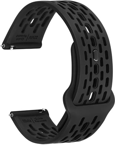 WOCCI Breathable Hollow Silicone Watch Straps, Comfortable Replacement Bands for Men and Women, Quick Release, 18mm 19mm 20mm 21mm 22mm