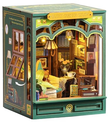 Rolife Casa in Miniatura da Costruire Book Nook Kit Fai da te Per Adulti Kit di Costruzione di Mini Casa Modellismo (Quiet Corner Study)
