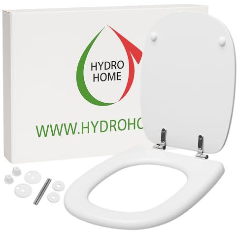 HYDRO HOME Tavoletta Wc compatibile con Fleo Dolomite, Copriwater in legno verniciato, Tavoletta water con cerniere di fissaggio, montaggio rapido, bianco
