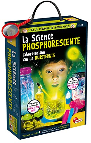 Lisciani - I'M A GENIUS SCIENCE - La Science Phosphorescente - Jeu Scientifique pour Enfants dès 8 Ans - Expériences Luminescentes et Phosphorescentes dans le Noir - Kit Complet Éducatif
