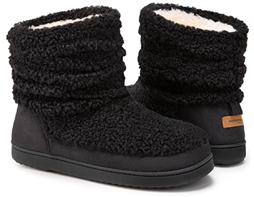 HomeTop Women's Bootie Slippers Fuzzy Warm Memory Foam Indoor House Shoes | Cosy, Skin-Friendly, Comfy, Durable, Cute, Non-Slip, Comfortable, Machine Washable, Gift, Classic