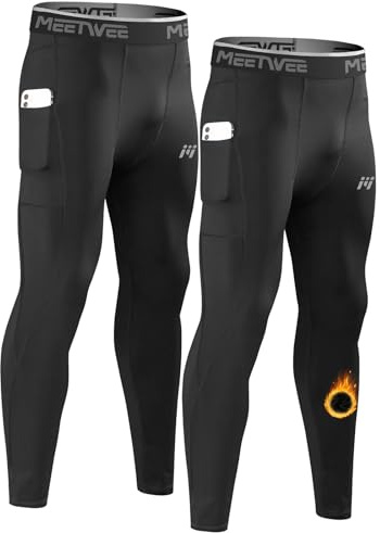 MEETWEE Biancheria Intima Termica da Uomo, Pantaloni Lunghi, Leggings Termici a Compressione, Leggings Sportivi