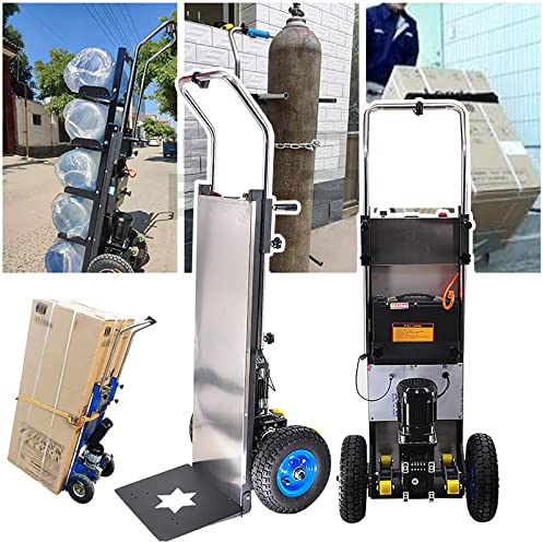 JUNIPI Elektrischer Treppensteiger, Sackkarre FüR Schwere GegenstäNde, TragfäHigkeit (400 Kg), Abnehmbarer Akku (48 V/36 Ah), Mit Teleskopgriff (45-65 Zoll), FüR Den Mobilen HausgeräTebau