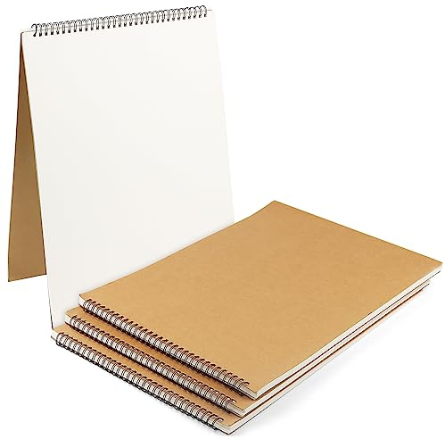 LEXININ 4 st A3 spiralbundet landskap skissbok, A3 ritning skissbok, 30 ark/60 sidor 160 gsm konstblock för memo mötesdagbok
