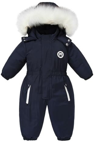 Alunsito Ragazzi Ragazze Tute da sci intere Tute da sci Tute invernali impermeabili a maniche lunghe per neonati Bambini piccoli 90 Blu 2-3 anni