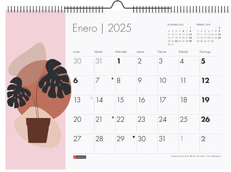 Miquelrius - Calendario de Pared 2025, Calendario A3: 420 x 296 mm, Con espacio para anotar, Calendario 2025, Encuadernación espiral doble, Calendario anual para colgar, Español, Diseño Paisajes