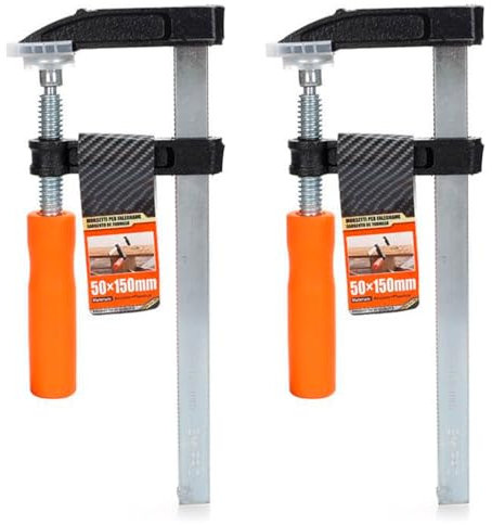 AC - Pack de 2 sargentos de metal y plástico, herramientas de bricolaje para sujetar tableros, realizar cortes u otras funciones, accesorios, carpintería - 50 x 150 mm