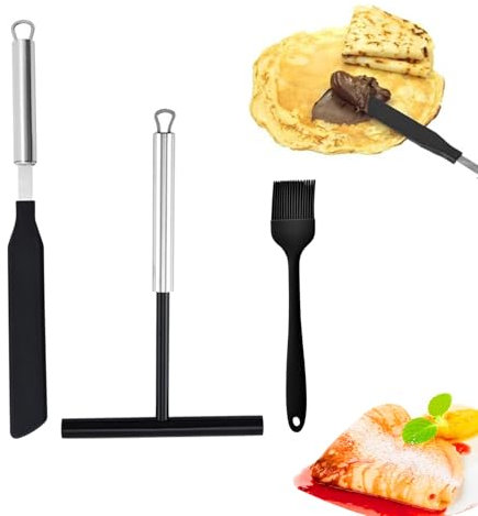 Niaciswe Crepes Accessories Set of 2 Crepes Distributor and Spatula Kit Crepes Spatula and Spatula with Silicone Brush