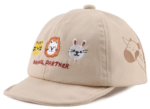 Sombrero para bebé o niño de algodón, Gorra de Sol, para bebé o niño, Primavera de Verano (Animal Partner Beige, 3-18 Meses)