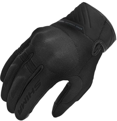 SHIMA SONIC Guanti Moto Estivi Uomo Tessile Pelle Corto Ventilato Omologati Guanto per Motocicletta Ventilata Touchscreen Motocross Protettore Rinforzato Abbigliamento Città (Uomini, Nero, L)
