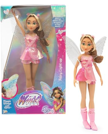 Winx, Poupée articulée avec Ailes Lumineuses, 26 cm, Modèle Flora, pour Les Enfants dès 3 Ans, WNX782, Rose