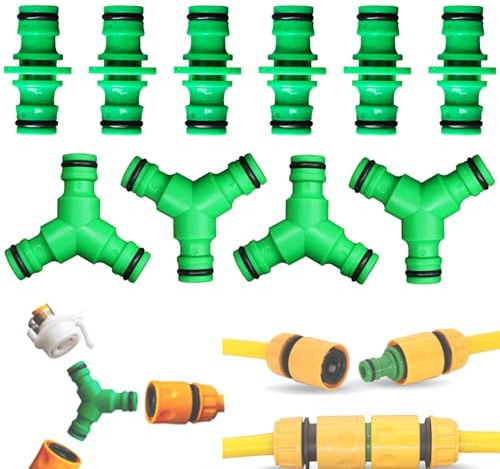 FORMVERSITY 10 Conector Manguera, Unir Dos Mangueras Juegos de Conectores en y, Plástico Doble Extensor Conectores, Manguitos para Unir 2 Mangueras, Extensor de Manguera Bidireccional