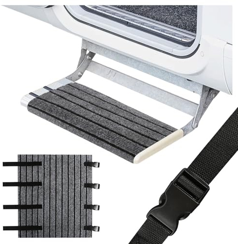 Tapis de Marchepied pour Camping-Car 46 x 46cm Marches pour Camping-Car Réglable Tapis de Sol pour Marchepied de Camping-Car Fermeture à Boucle Tapis de Camping Tapis Antidérapant pour Marchepied
