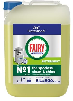 Fairy Professional Dishwasher Detergent Liquid | 5 Litre Bulk Commercial Catering Size | Powerful Grease Removal & Spotless Shine